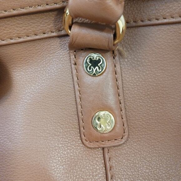 Emma Fox Leather Designer Purse  BROWN w GOLD Chain Strap Fancy Business $200 - Picture 11 of 15